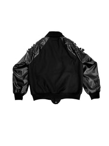 JUNTAE KIM - Laser Cut Flower Varsity Jacket - AW25 - BLACK